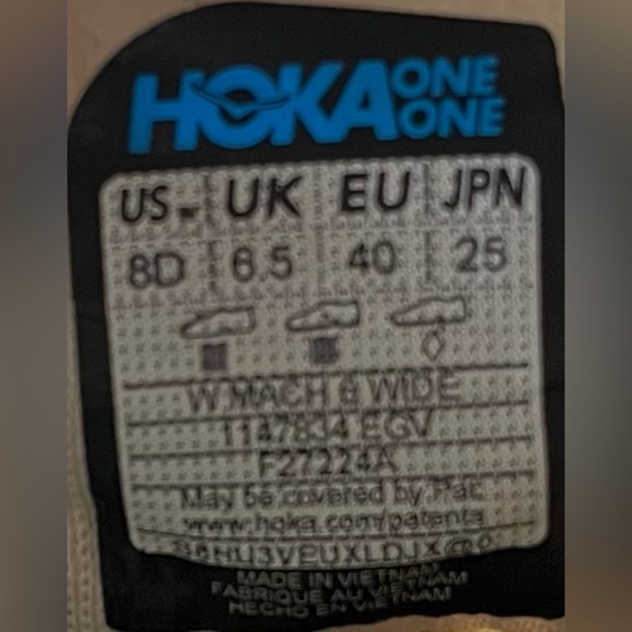 Hoka One One Mach 6 Womens Sz 8 Wide Running Shoes Sneakers Eggnog Vanilla - Picture 11 of 12